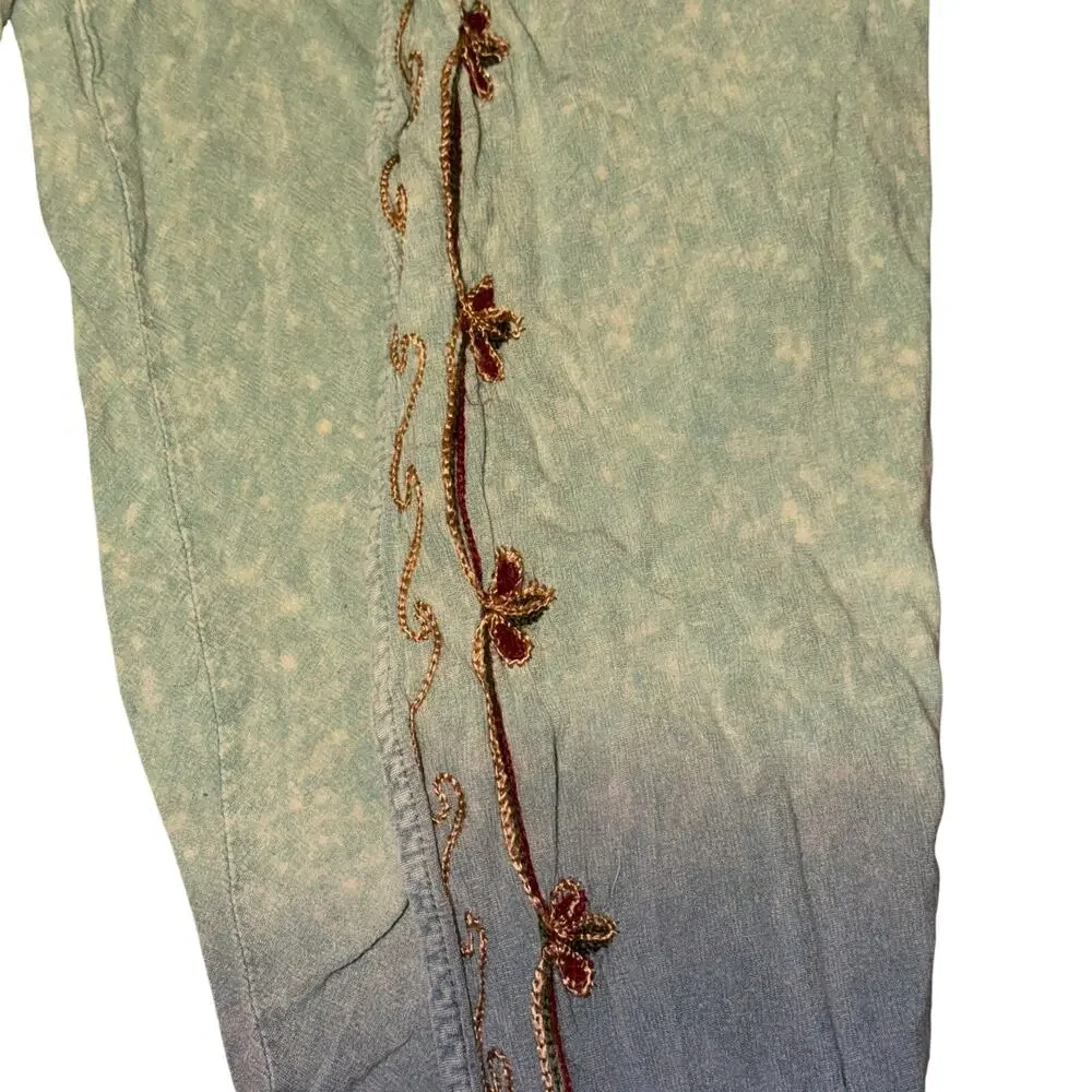 Earthbound Trading Company Pants Womens Sz S Ombre Dip Dye Wrap Legs Boho Hippie